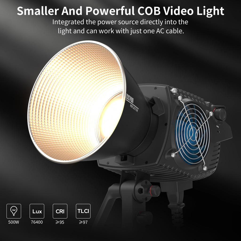 Flagship ZHIYUN MOLUS B500 500W LED Video COB Photography Lighting Compact Body with Bowens Mount [Official Store] Light, Bi-Color Light,