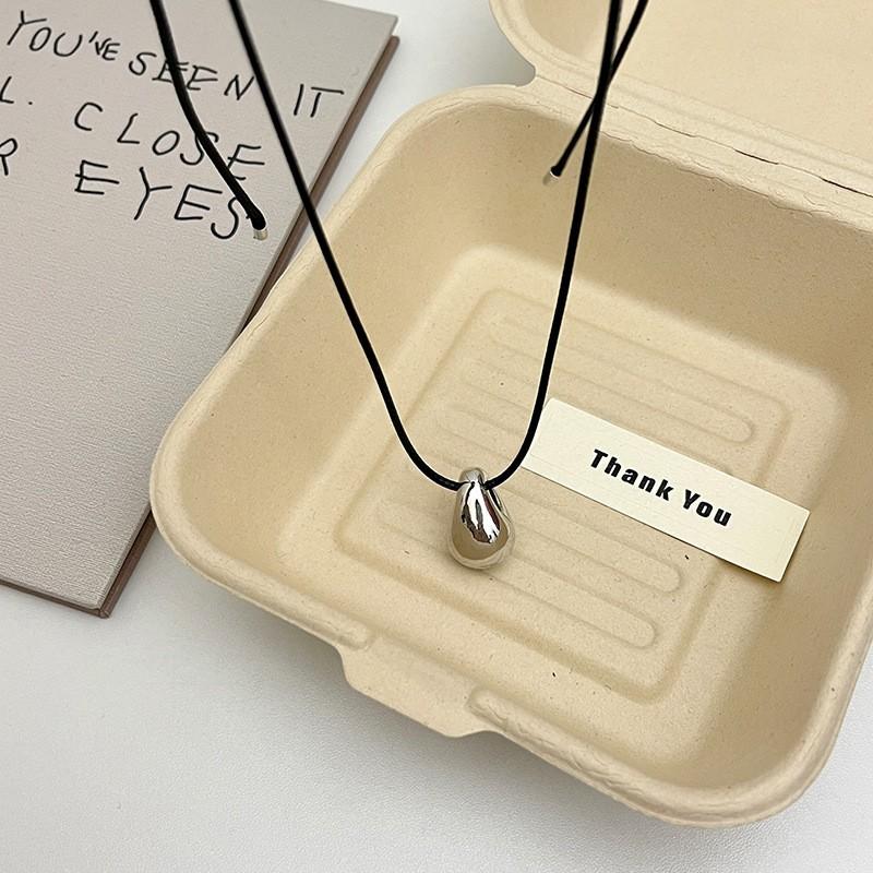 Minimalist Cold Tone Waterdrop Pendant Necklace Women Adjustable Long Chain Statement Layering Jewelry Adjustable Waterdrop Pendant Necklace