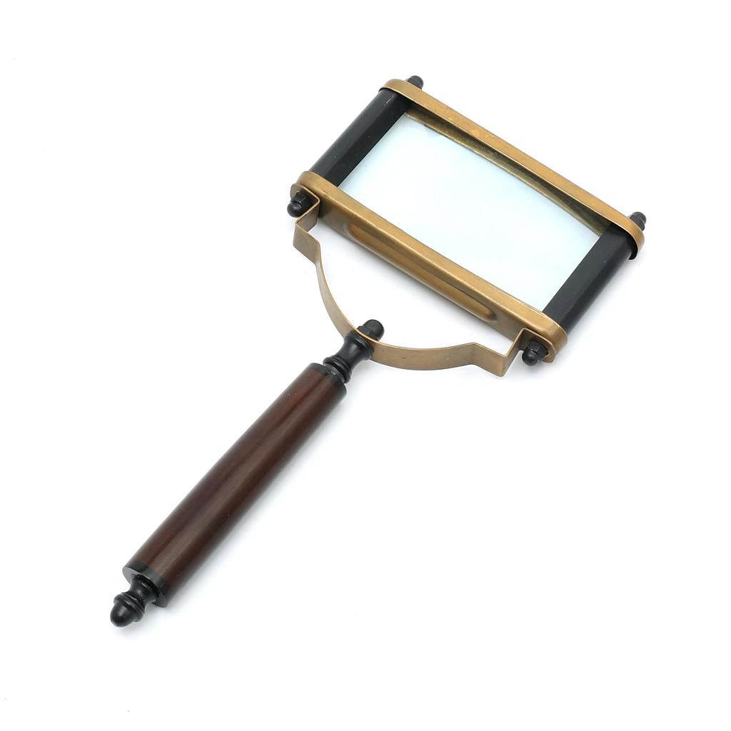 Vintage Rectangular Magnifying Glass With Metal Frame