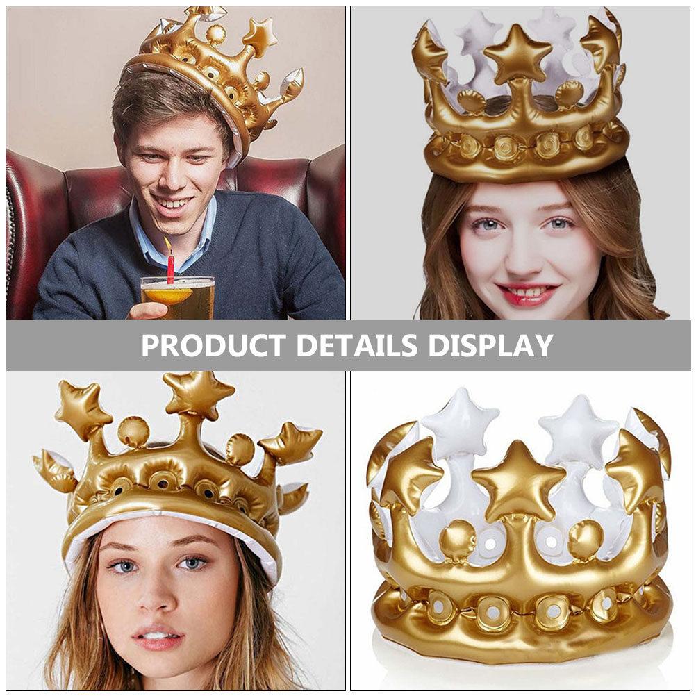6Pcs Inflatable Crown Birthday Party Crown Photo Prop Cosplay Fancy Dress Accessory Festival Decorative Hat Multipurpose