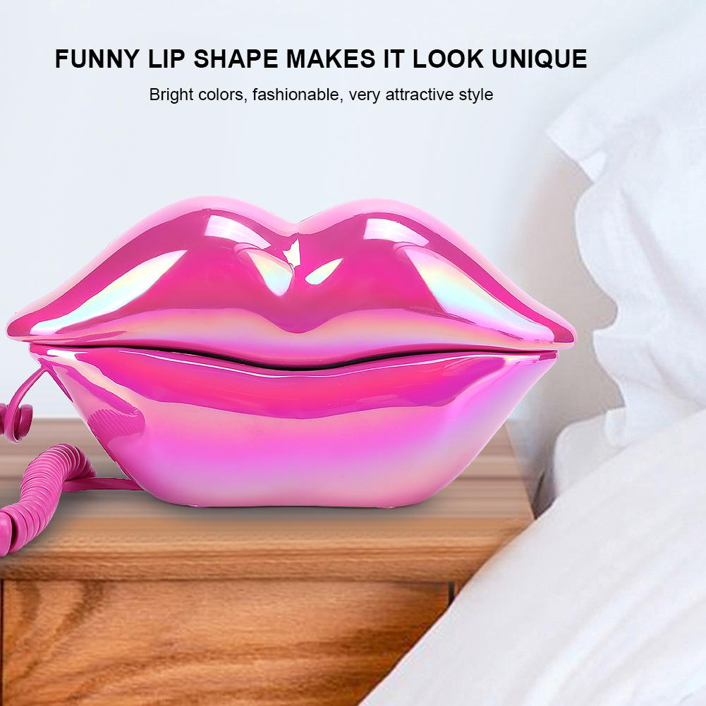 Lips Shape Telephone Red Phone Multi-Functional Wired Landline Desktop Corded Fixed Phone For Home Hotel Office Decoration