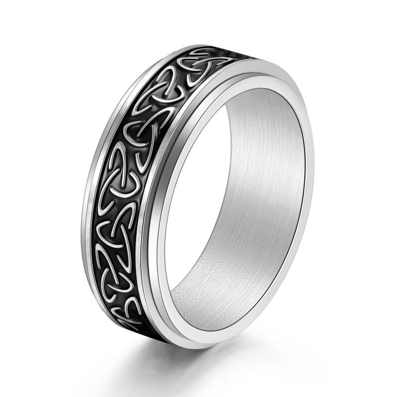 Viking Celtic Knot Stainless Steel Rotatable Ring for Men and Women