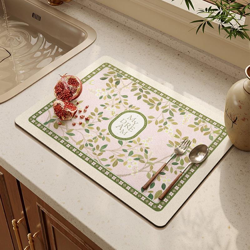 American Retro Light Luxury Kitchen Countertop Drain Pad, Diatom Mud Suction Pad, Quick-drying Washing Table, Sink, Bar Mat