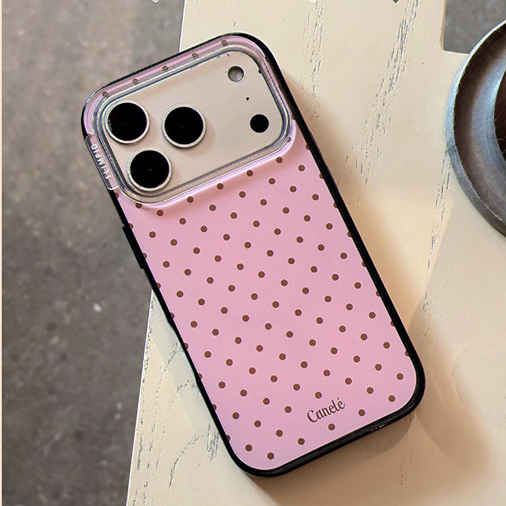 Cute Girl Pink Polka Dot Magnetic Grip Tok Phone Case for IPhone 17 16 15 14 Pro Max Wireless Charge for Magsafe Lovely Cover