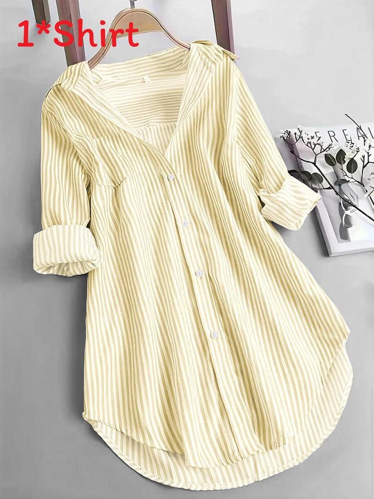 Classic Striped Shirt With Stretch Fabric For Casual And Office Wear