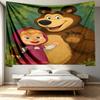 Masha and The Bear Print Tapestry - Portable Wall Decor Cloth, for Home, Dorm, Travel, Bedroom, Living Room - Ideal Birthday Housewarming Gift