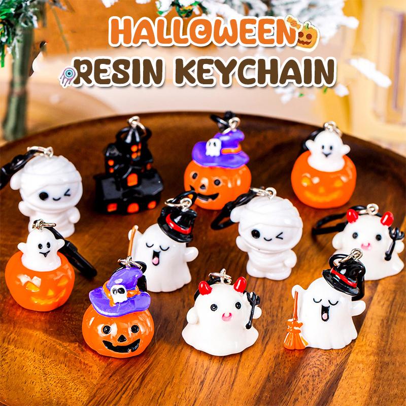 1/6Pcs Cartoon Halloween Keychain Cute Pumpkin Ghost Car Keyring Bag Earphone Cover Pendant Decoration Couple Friends Gifts
