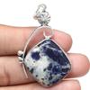 Necklace Sodalite Gemstone Handmade 925 Silver Jewelry 2.25"