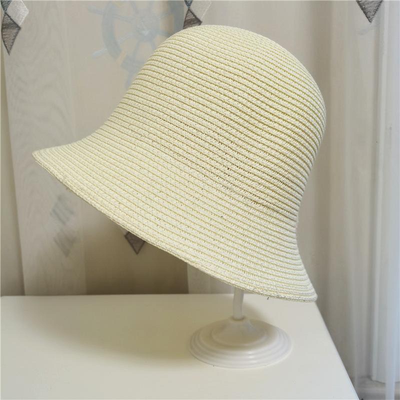 New Summer Foldable Bucket Hats For Women Girls Elegant Solid Color Breathable Straw Hat Outdoor Holiday Beach Visor Panama Caps
