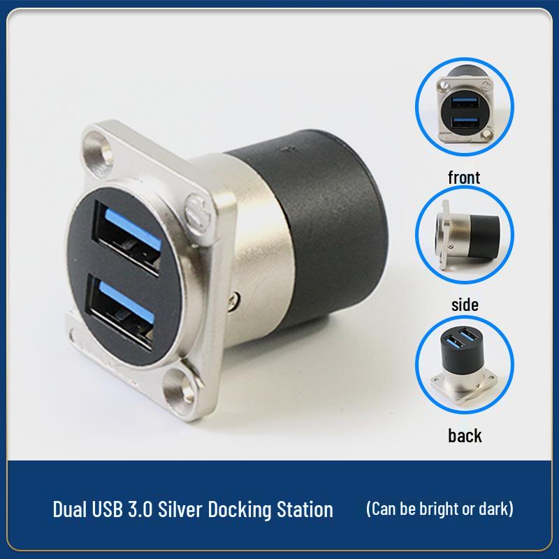 Type-D USB Wall Socket Mount: Dual Port Solderless Pass-through Adapter