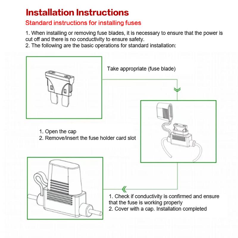 In Line Automotive Fuse Socket Mini Blade Waterproof Fuse Holder Splash-Proof 32V 50A With Fuse Blade Disconnect Switch Socket