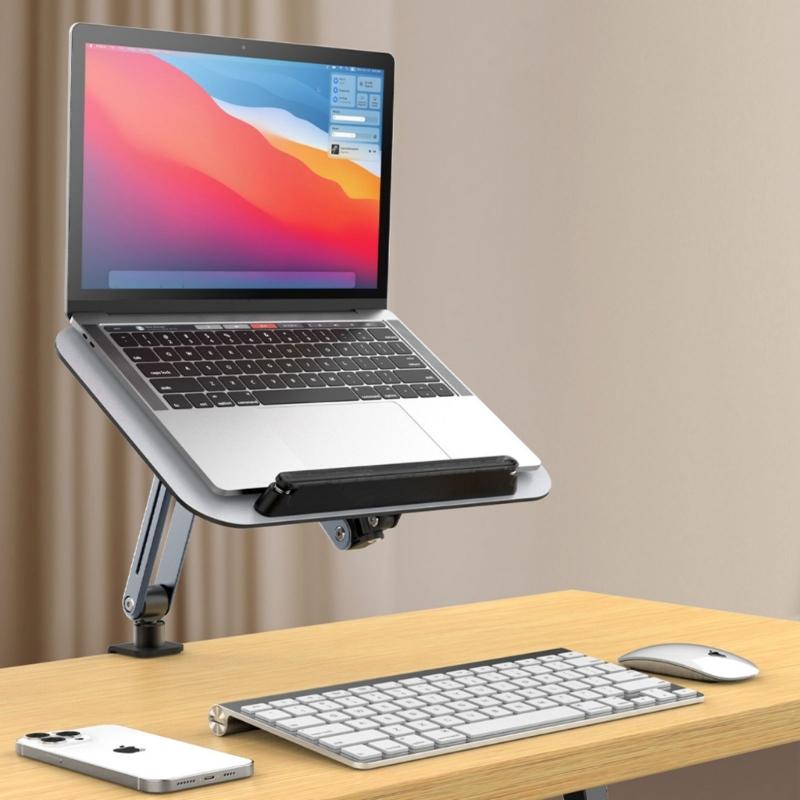 MultiAngle Swivels Laptop Support Arm Mount, Ergonomic Reading Mount with Clip for Tablets and Notebook with Solid Clip