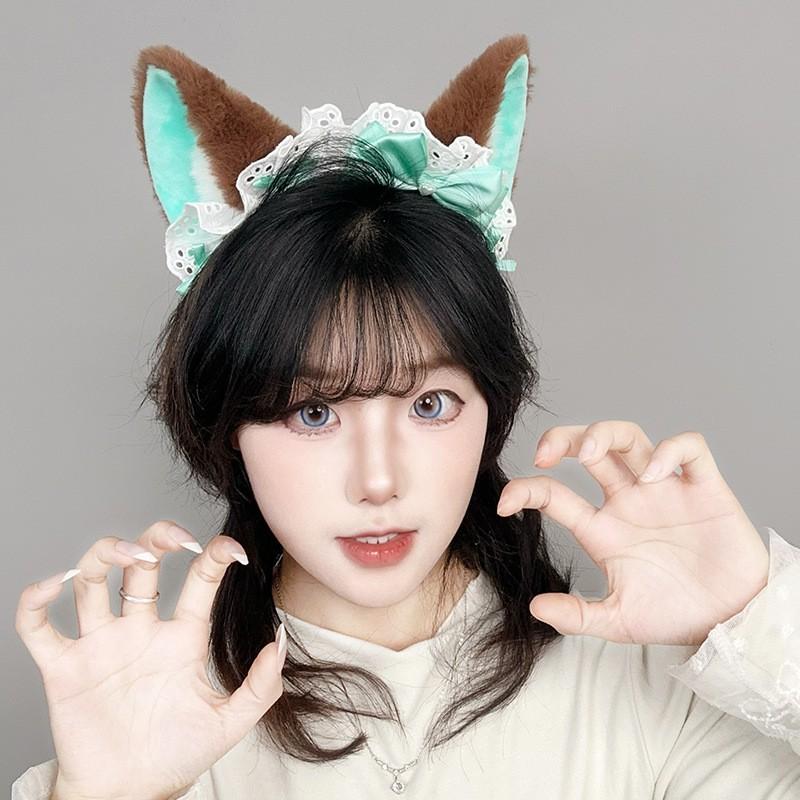 Süßes Katzenohren-Stirnband mit Schwanz-Set Cosplay Lolita Anime Convention Kostümzubehör