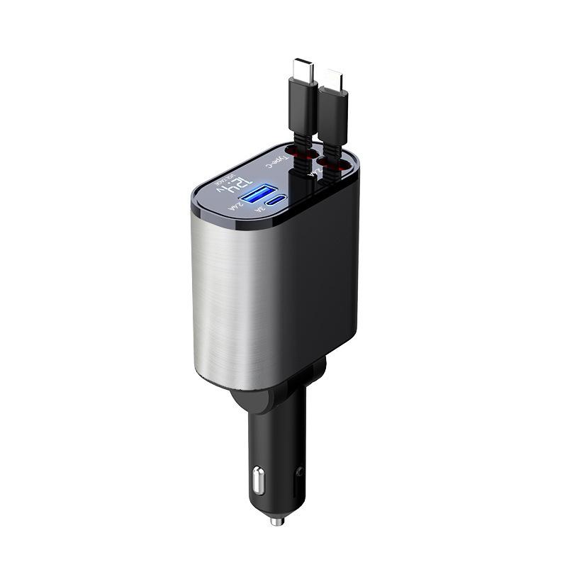 120W 4 v 1 Nabíječka do auta Zatahovací adaptér zapalovače cigaret do auta Kabel rychlé nabíječky USB typu C Pro IPhone Xiaomi Samsung