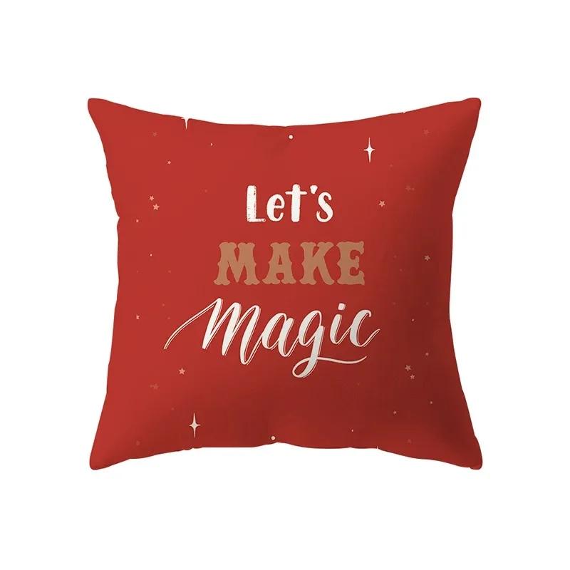 

Рождественская тема Дед Мороз лось принт узор наволочка для дома гостиной дивана украшение наволочка 66x66cm бордовый