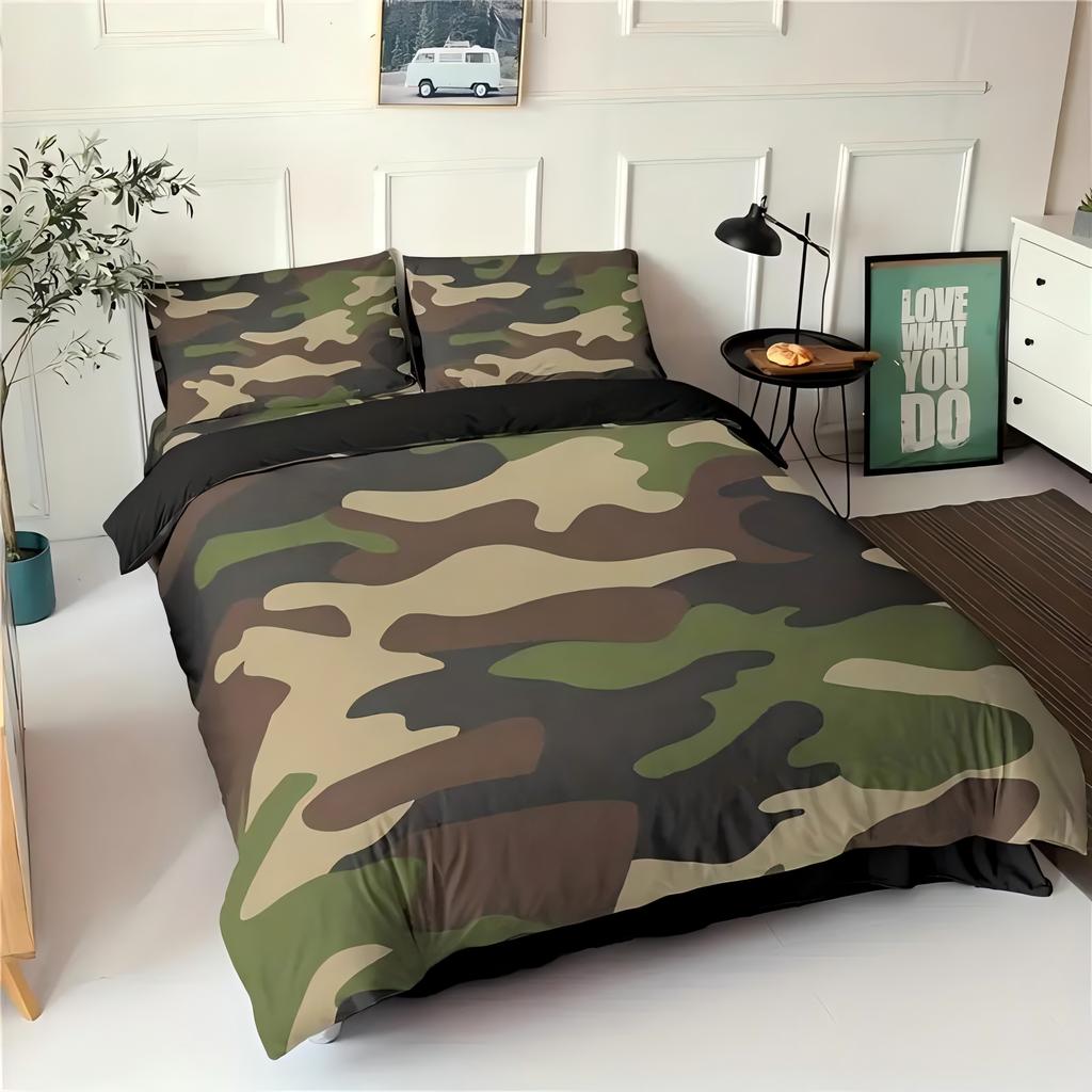 Camouflage 3D-gedruckter Bettbezug Weich Bequem Atmungsaktiv Bettwäschebezug Kissenbezug Luxus Heimtextil Kind Erwachsener Bettdeckenbezug