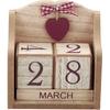 PATIKIL Vintage Wood Block Perpetual Calendar, Reusable Wooden Month Date Display Blocks for Desk Office Home Decoration Style 6, Brown