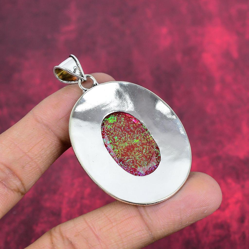 Australian Doublet Opal 925 Solid Sterling Silver Pendant, Handmade Gemstone Pendant Jewelry, Gifts For Wife Brand New Pendant