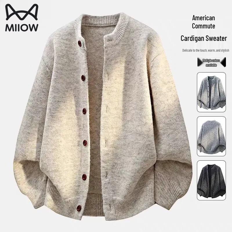 MIIOW Men's Vintage Style Wool-Blend V-Neck Cardigan