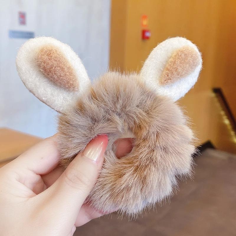 Autumn & Winter New Kids Fleece Hair Ties: Cute Cat Ear Elastic Bands,High Stretch&Non-damaging Warm Hair Accessories for Girls