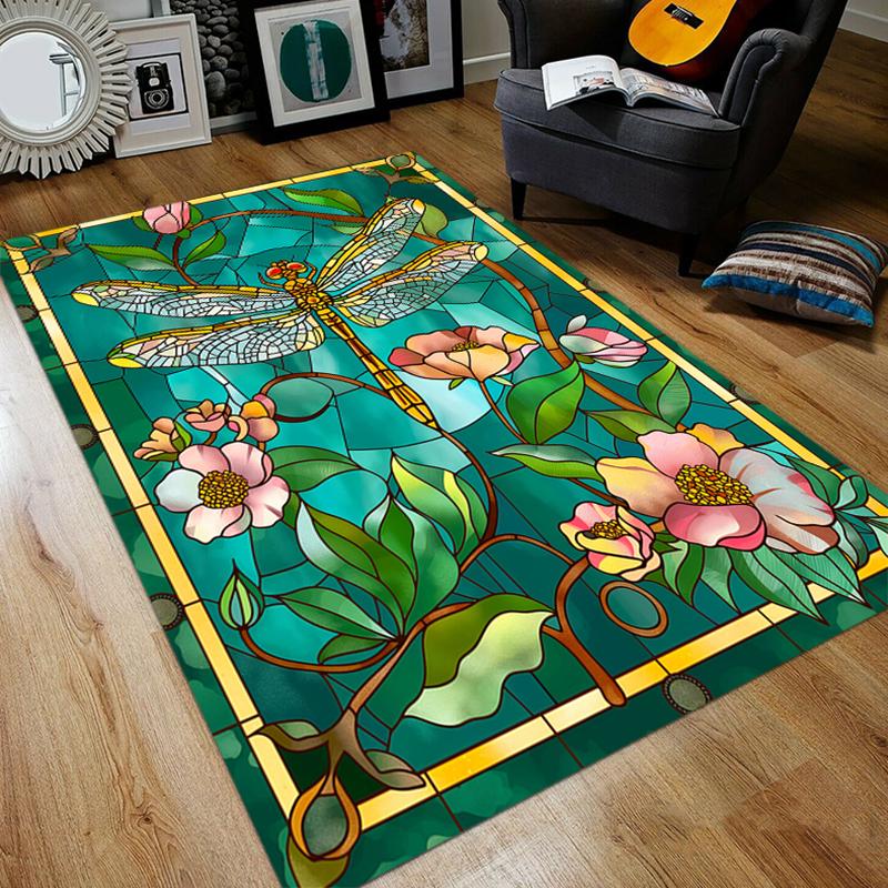 Tappeto Quadrato con Libellula Tappeto Antiscivolo per Soggiorno, Camera da Letto, Studio, Decorazione Corridoio, Perfetto per Decorazione Casa o Regali di Festa