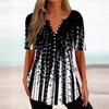 Women's New Summer Style Loose V-neck Short-sleeved Pleated Button-down Shirt and Elegant Top