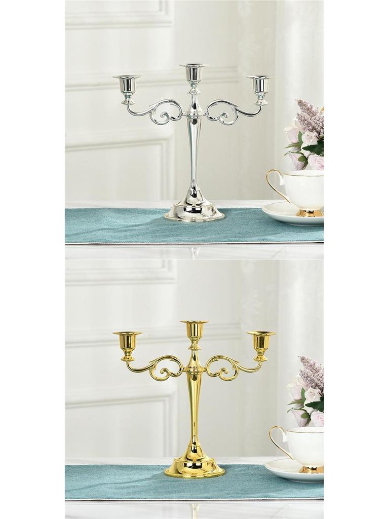 European Style Silver-Plated Metal Candelabra for Weddings and Hotels