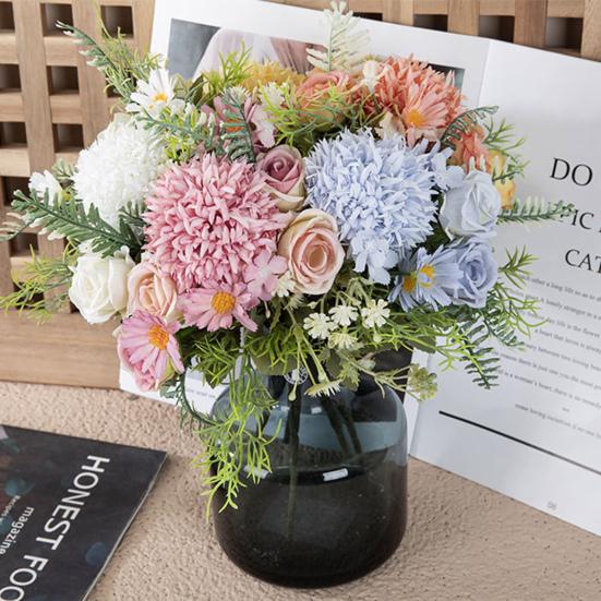 Simulation Flower Practical Anti-fading Vivid Color Artificial Flower DIY Peony Fake Artificial Rose Bouquet Wedding Accessories