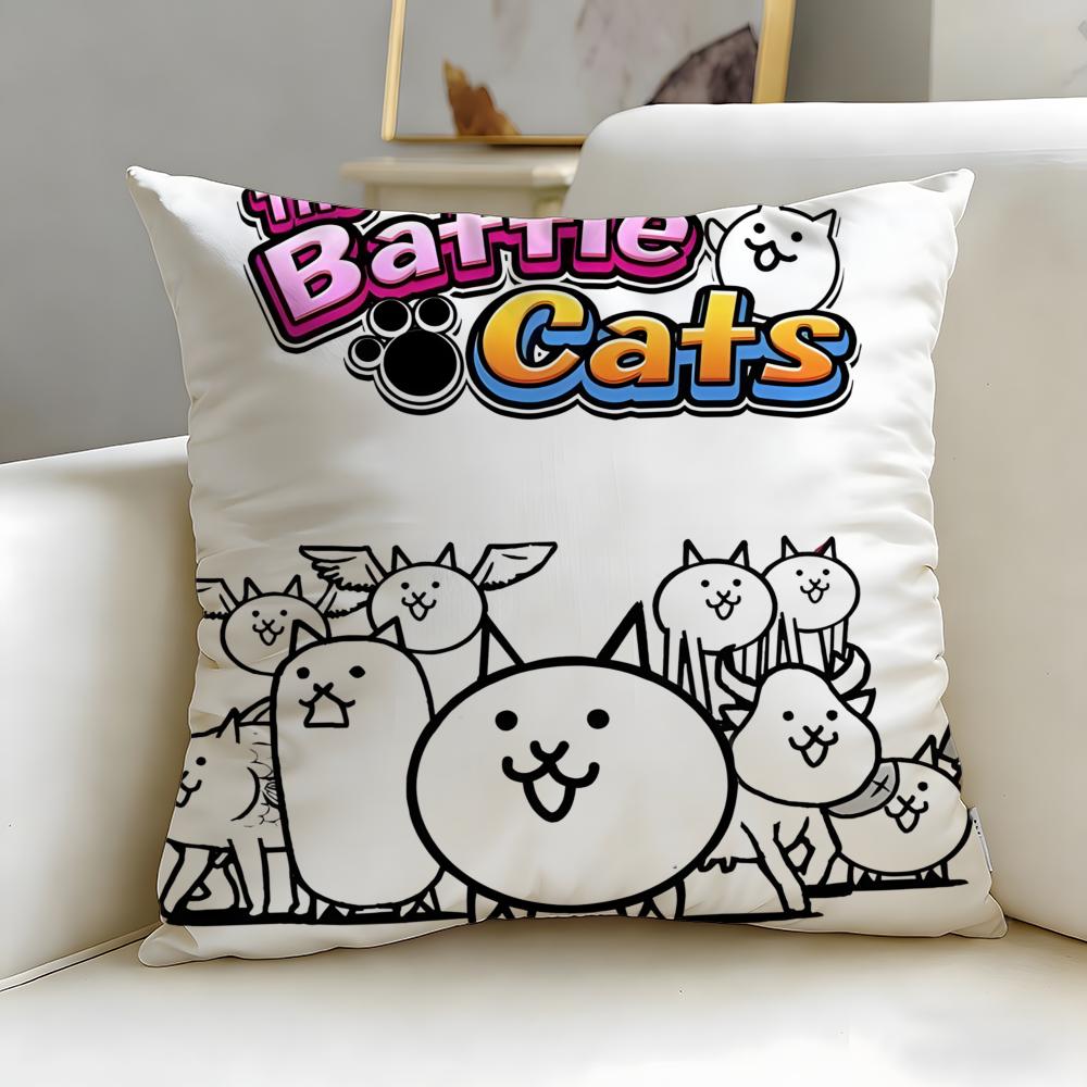 popular game The Battle Cats Cushion Cover Soft & Easy-Wash Pillow Case – Versatile for Couch, Bed, Travel and Office