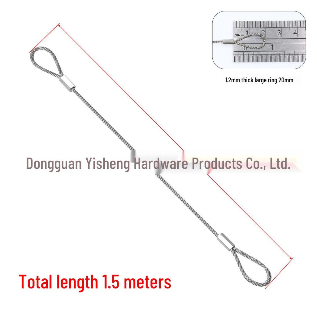 304 Stainless Steel Wire Rope Slings with Double Buckle Crimping Head for Rigging and Lifting.