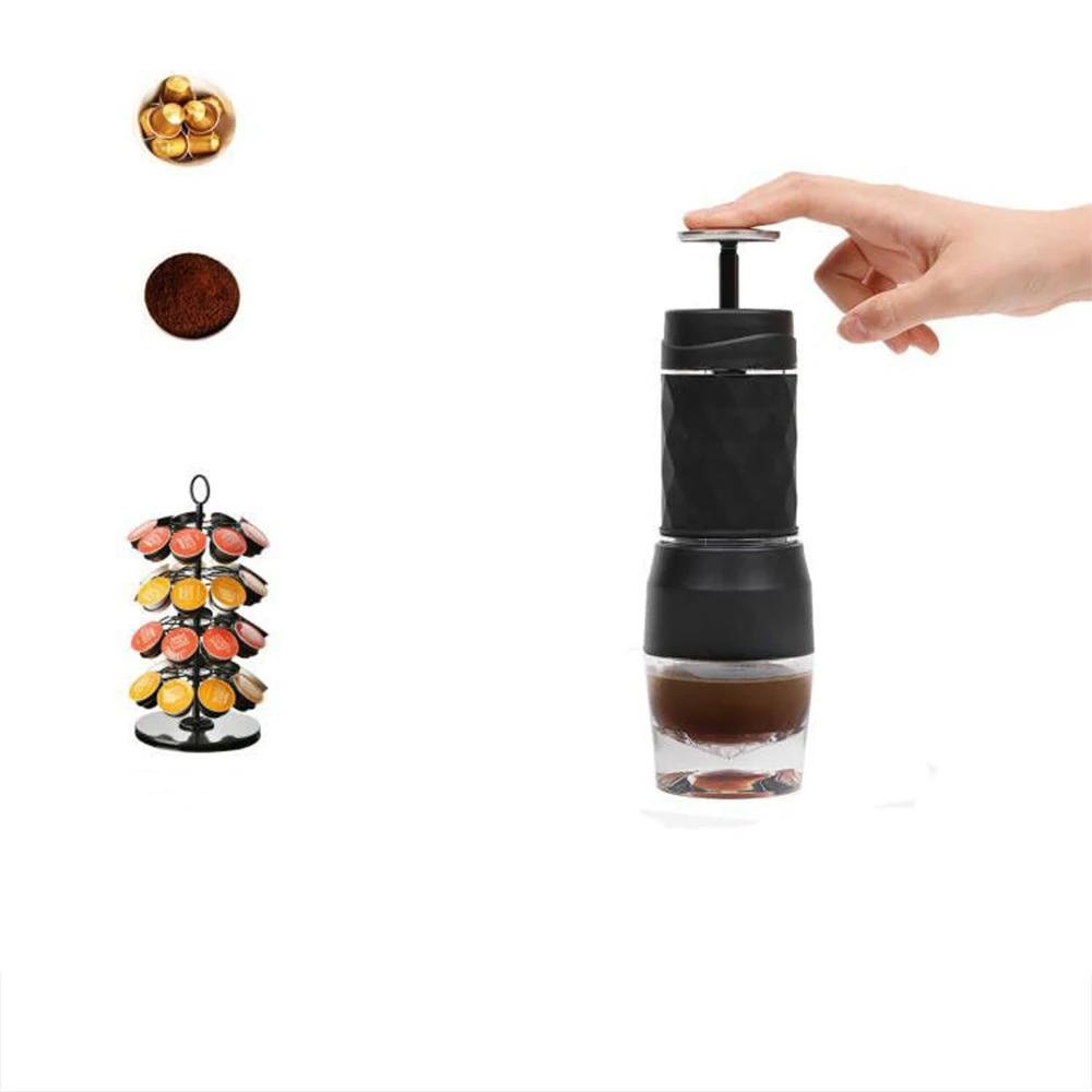 Nový mini kávovar Ručne lisovaný kávovar na mletie kapsúl Prenosná cestovná príručná batožina