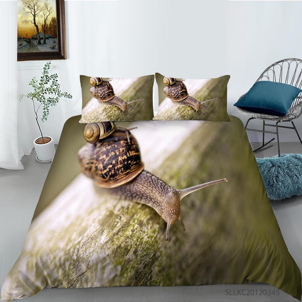 Bedding Cover Suit 2/3 Pcs Snail Home Bedclothes Unique Design Insects Quilt Covers with Pillowcase Bed Sets