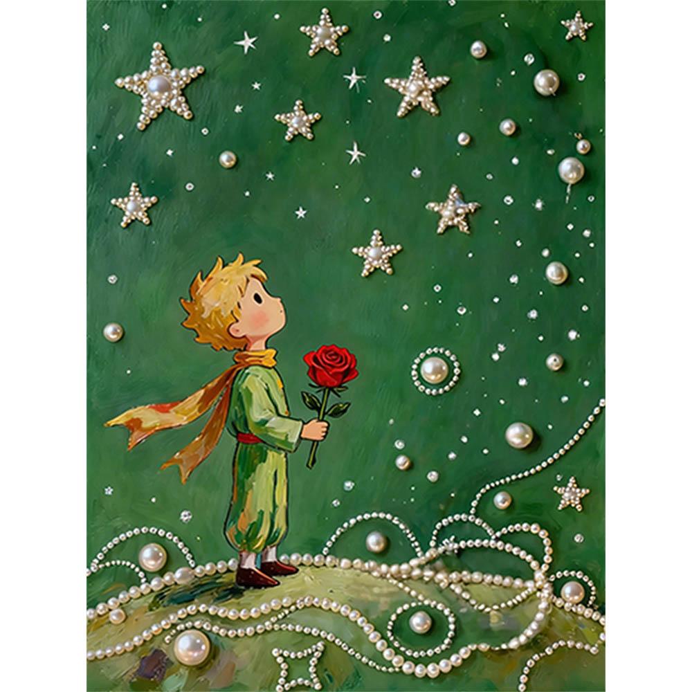 

Crystal Pearl Painting 5D DIY Frame Decoration Painting The Little Boy Home Wall Decoration Transparent Pearl Gemstone Painting Picture Art Crafts 35x45cm