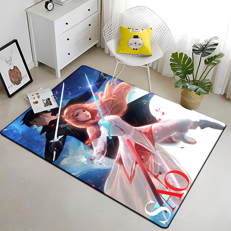 Hot Anime SAO Sword Art Online Modern House Living Room Floor Matte Bedroom Carpet Art Poster Mat Pattern Decorative Square Rug
