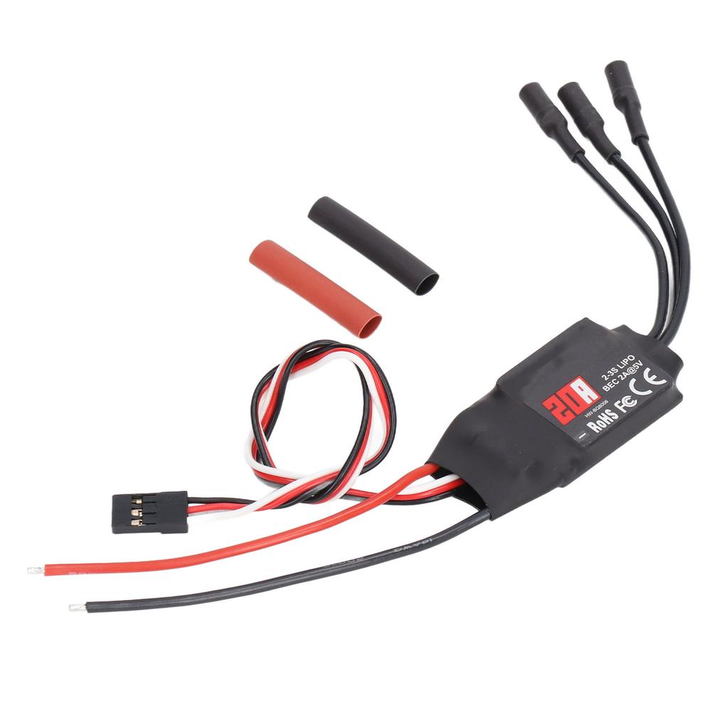 Controller di Velocità ESC Brushless RC 20A con Spina Banana da 3,5 mm Saldata Uscita BEC 5V 2A per Accessorio Droni Aerei RC