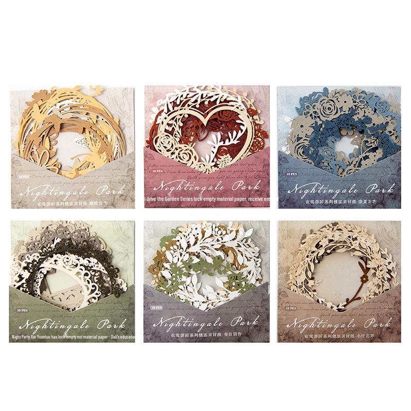 European Flower Wreath DIY Retro Journal Paper with Garden Theme - 6 Styles