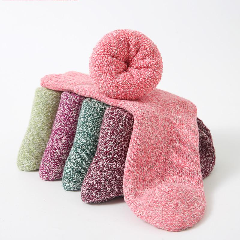 5/10 Pairs Comfortable Casual and Versatile Thickened Warm Autumn Winter Socks Solid Color Mid Calf Women's Double Threaded Looped Socks