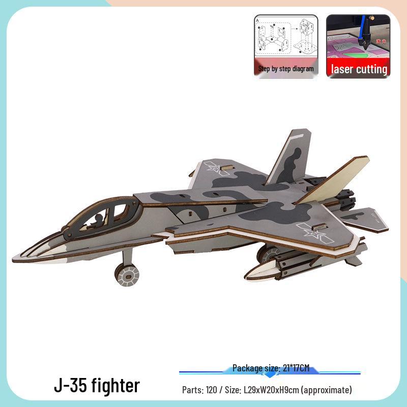 Children's Handmade Wooden Airliner Model 3D Puzzle Educational Toy