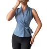 European-American Style Sleeveless Summer 2025 Slim Fit Tie-Up Cardigan Blouse for Women