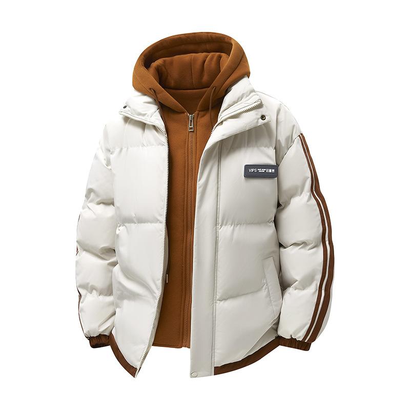 Baumwolle Winter Verdickt Neu Zweiteilig Falsch Lässig Jugend Vielseitig Mit Kapuze Paar Gleicher Stil Brotjacke
