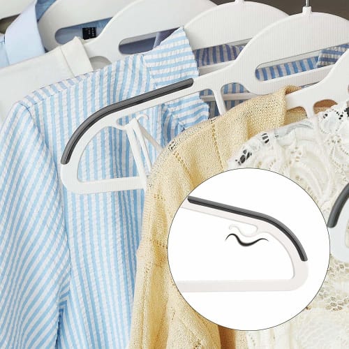 SONGMICS Hangers, Shape-Preserving T-Shirt Hangers, Laundry Hangers, Non-Slip, Collar Protection, Space-Saving, Slim, Multi-Functional, 360 Rotating,