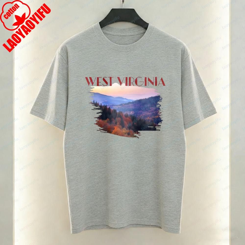 West Virginia Nature Unisex Cotton Tee Appalachian Mountain View Graphic TShirt for Unisex Summer Soft Breathable Casual Attire