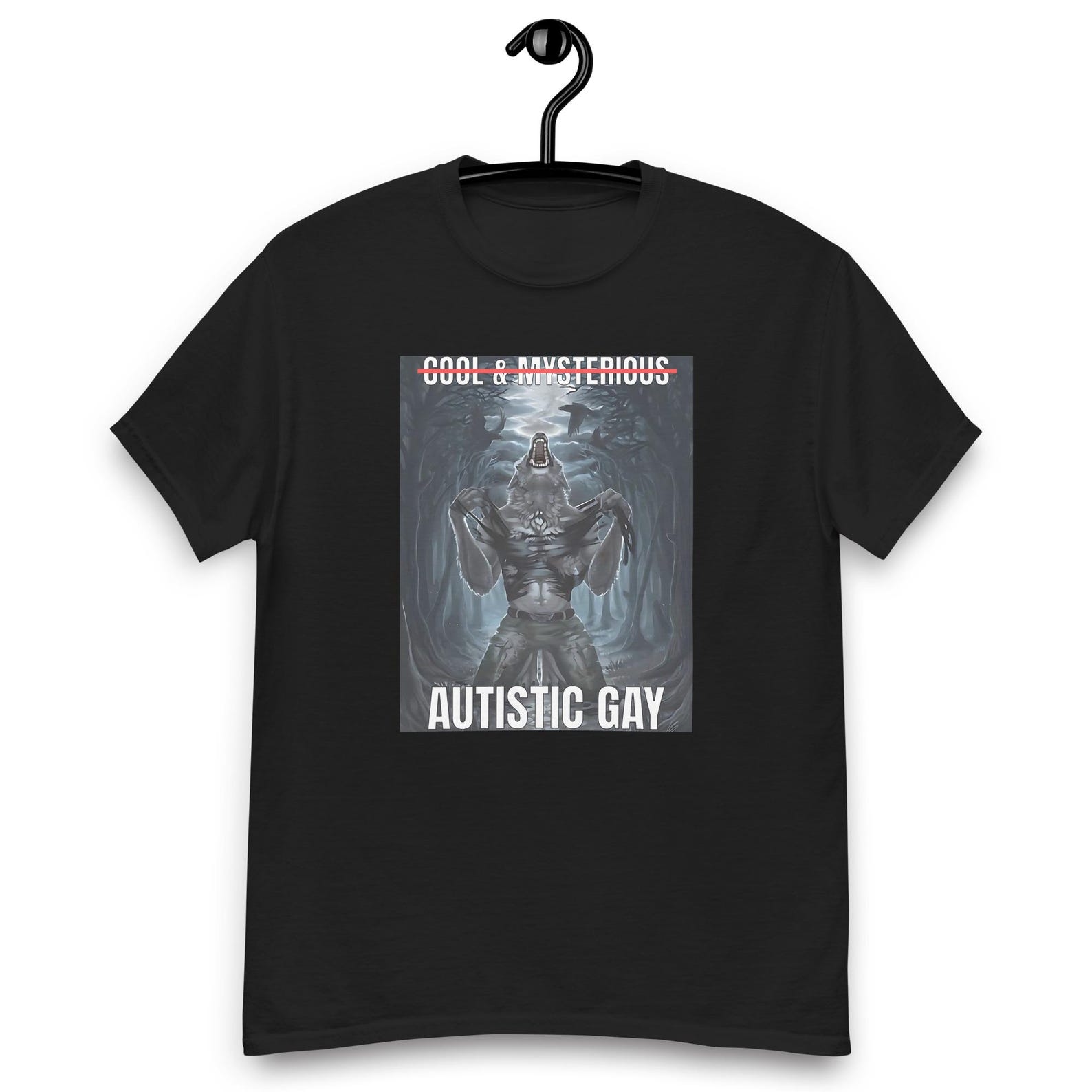 Funny Autistic Werewolf T-shirt: Gen Z Humor 2XL