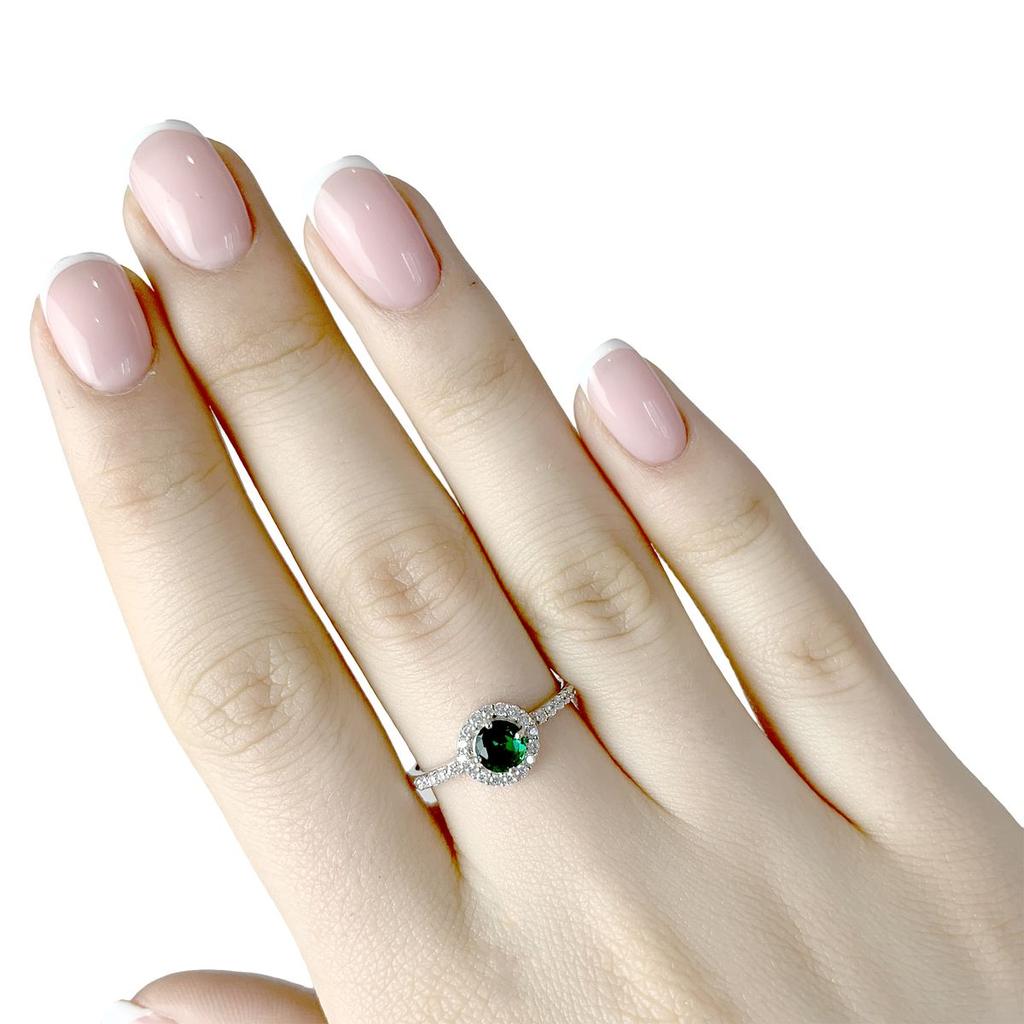 Silver Ring with Emerald Nano 0.8ct (1988008)