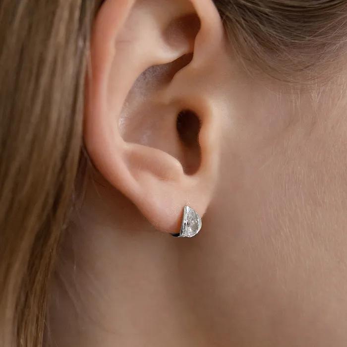 (Silver 925) Teardrop Cubic Hoop Earrings EC3286