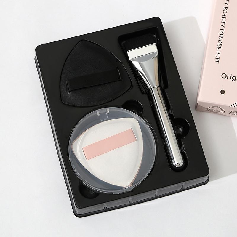 1 sada trojúhelníková černobílá houbička na make-up plochý štětec na make-up štětec na konturování mini houbička na prst nástroj na air cushion korektor
