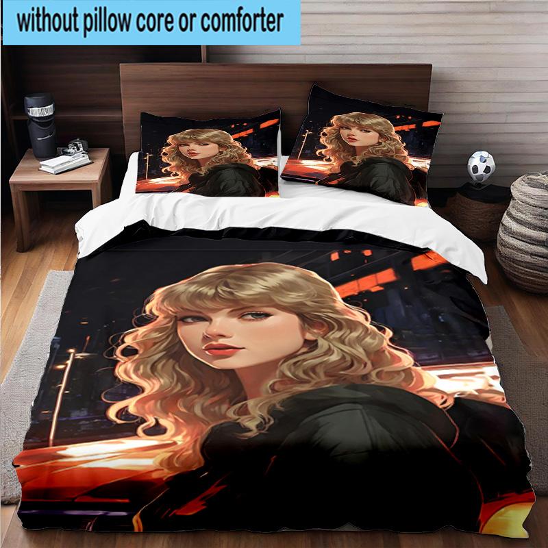 Taylor music Lover Artwork 3pcs Bedding,Including 1pc Duvet Cover And 2pcs Pillowcases Perfect for Christmas,Ideal for Bedroom, Dormitory