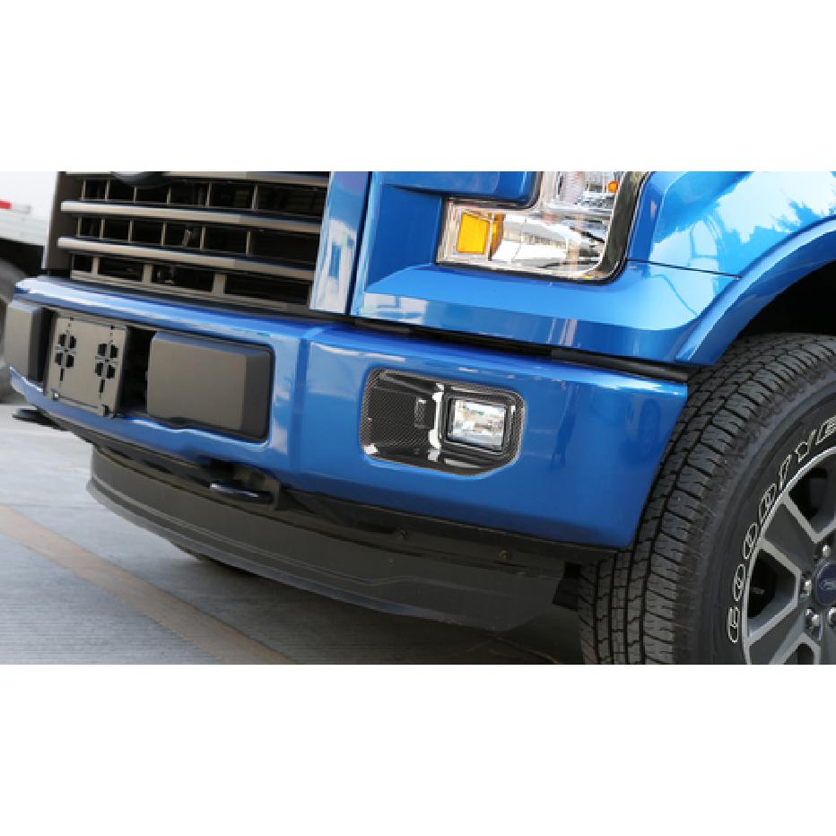 Carbon Fiber Front Fog Light Lamp Cover Trim Decor Bezels For Ford F-150 2015-17