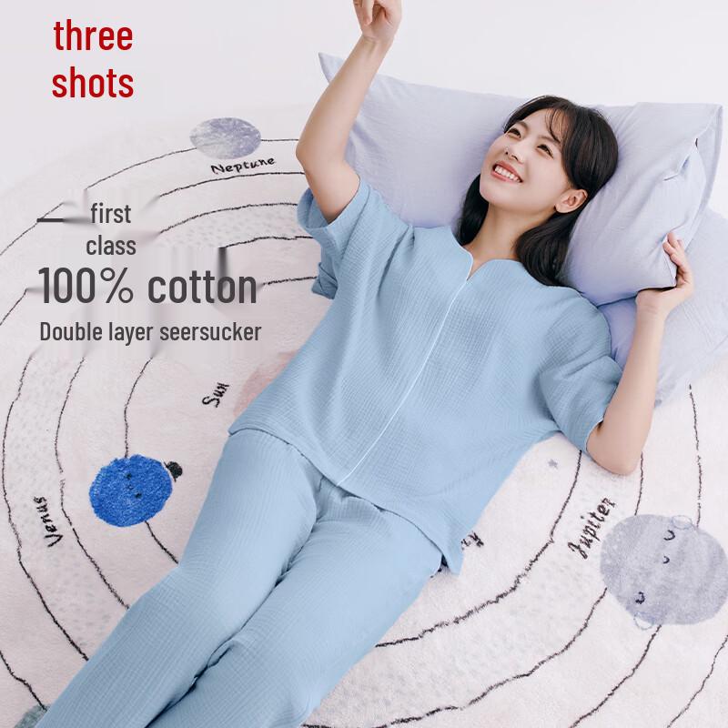 Threegun Women s V-Neck Double Gauze Pajama  Lounge Set XL
