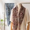 Elegant Double Crepe Women's Scarf: Double-Sided Vintage Print, Fashionable Commute Shawl with Sunscreen and Sunshade Features.